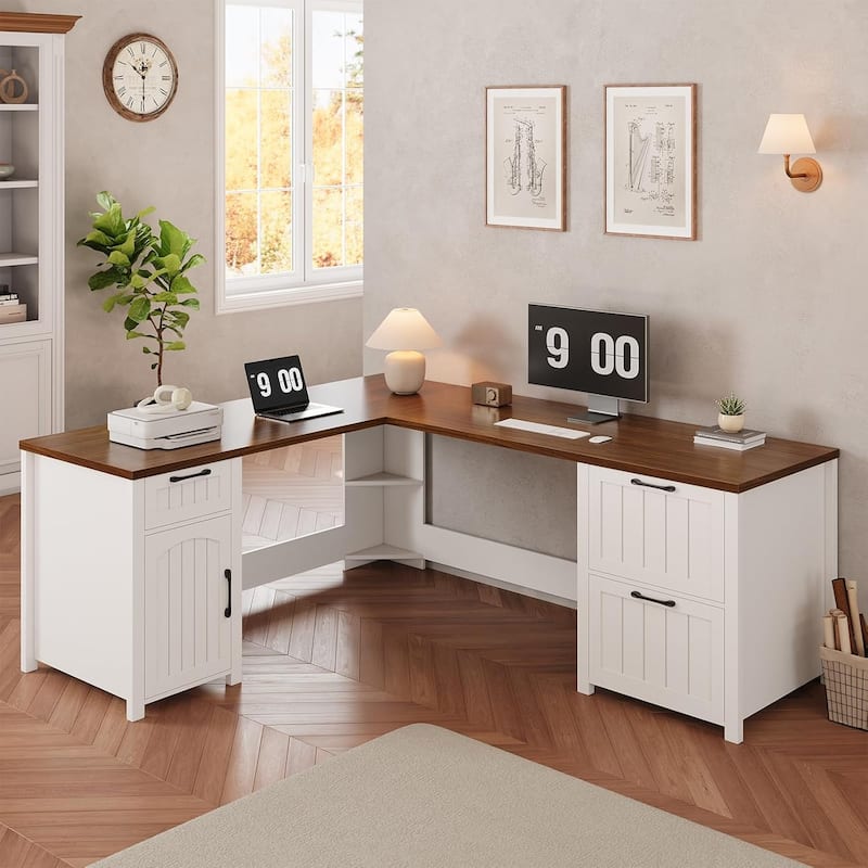 Executive L Shaped Desk Office Desk Drawers Storage Drawers Cabinet