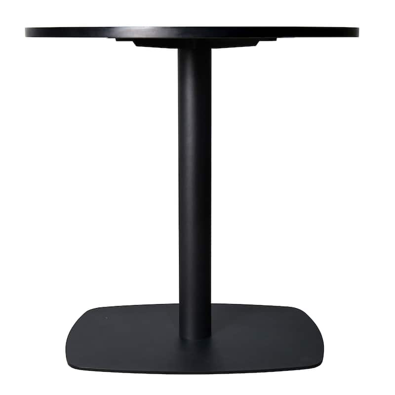 Vail Round Dining Table with 27 in. MDF Tabletop in Black Stainless Steel Square Base Accent Kitchen Table