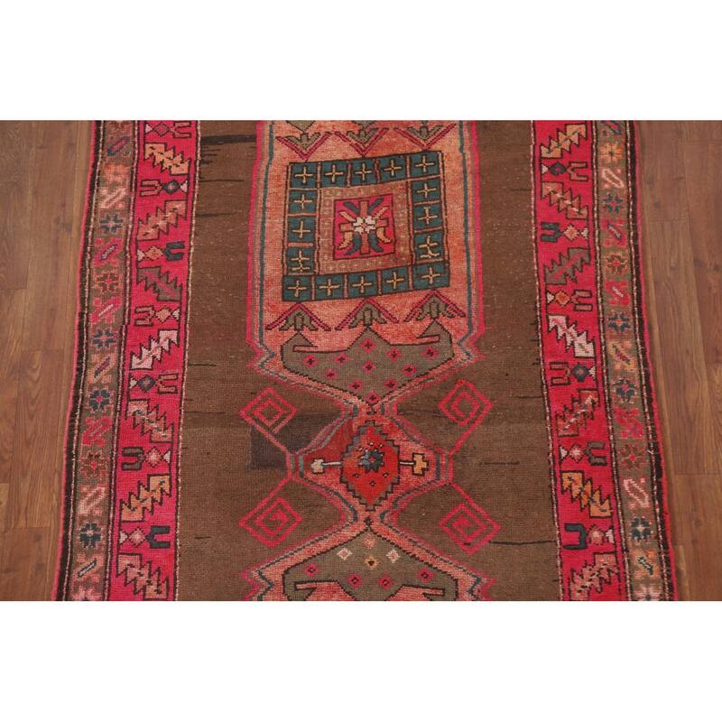 Ardebil Persian Vintage Runner Rug Hand-knotted Wool Carpet - 3'10" x 13'2"