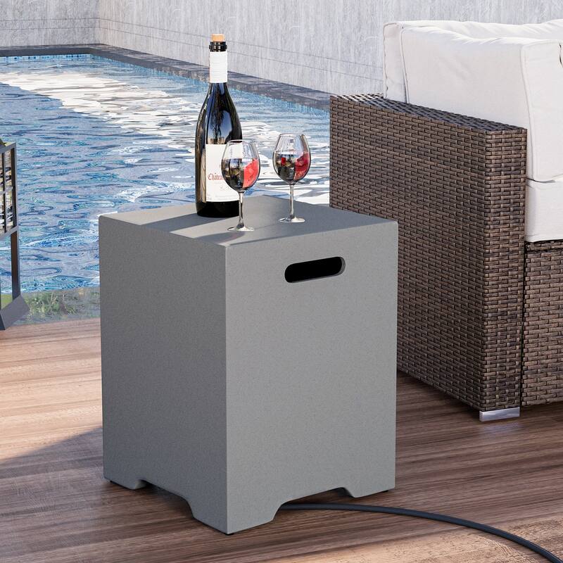 COSIEST Concrete Outdoor Propane Tank Cover Table