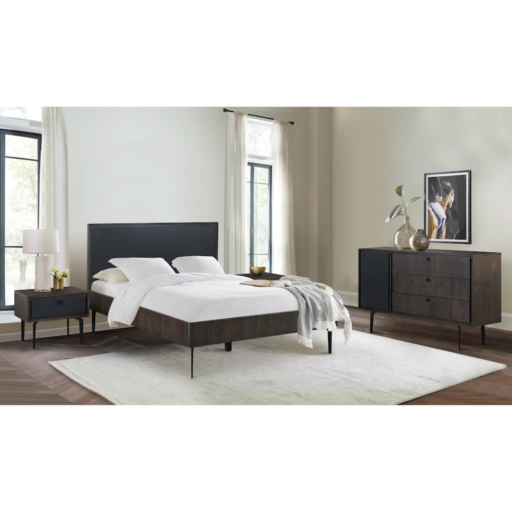 Cross Dark Gray Solid Oak King or Queen 3pc or 4pc Bedroom Set