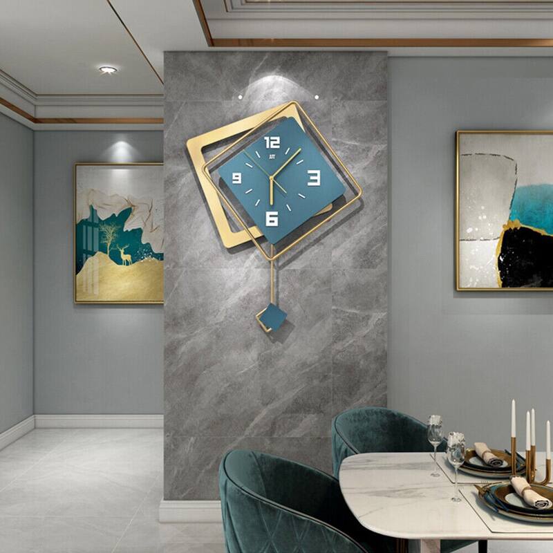 Metal Novelty Clock Green Living Room Decor Silent Wall Clock - 16*21in