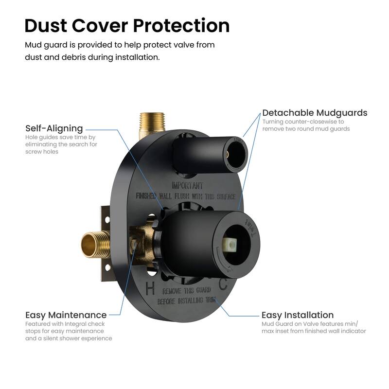 Pressure Balanced Ceiling Mounted 3-Function Shower System with Rough In Valve