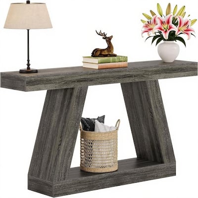 MDF Console Table with Farmhouse Rustic Style abd Storage - 55.12"W x 11.81"D x 31.5"H