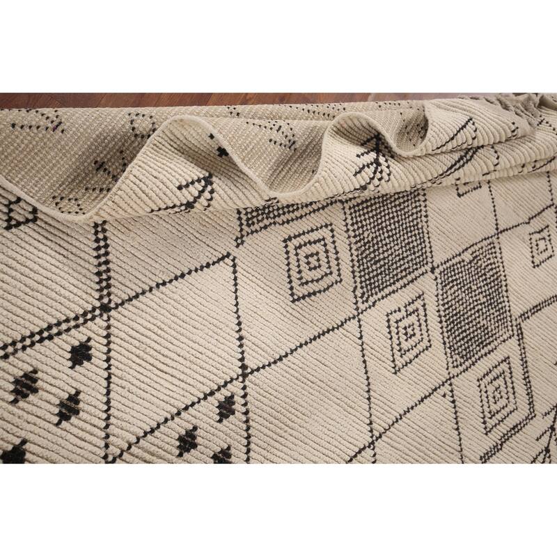 All-Over Trellis Moroccan Area Rug Handmade Wool Carpet - 5'7"x 9'4"