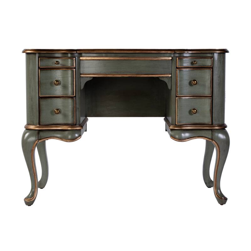 Charlotte 40 in. W Rectangular Wood Vanity/Valet Desk with Storage Drawers and Mirror