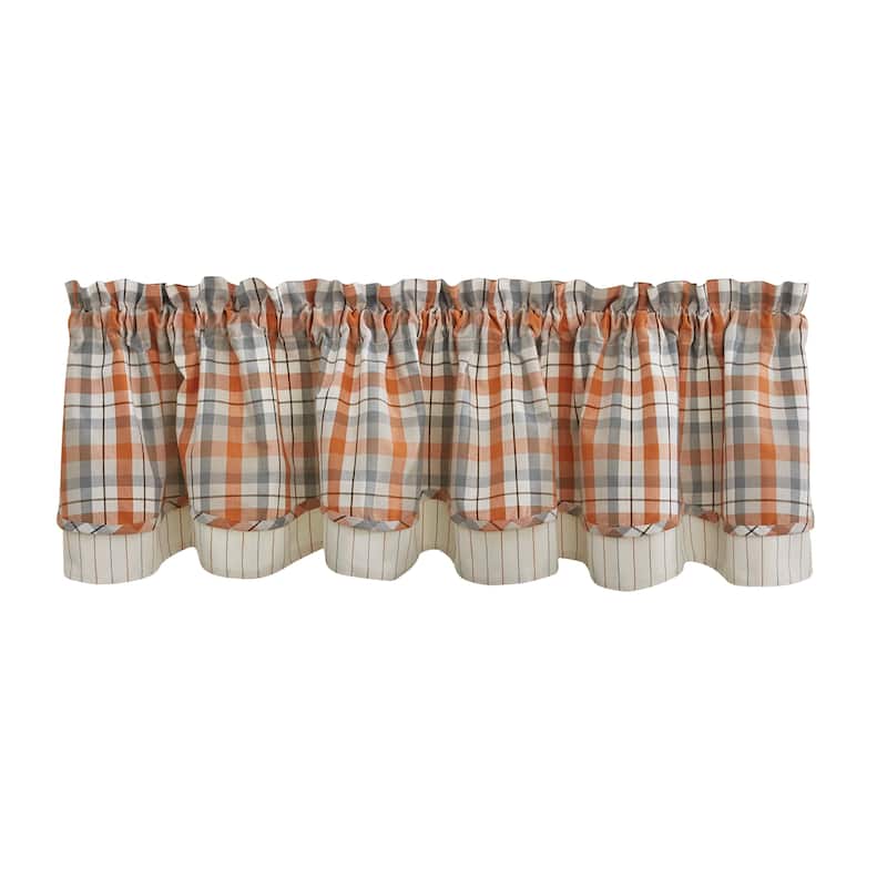 Park Designs Apricot & Stone Lined Layered Valance 72” x 16” - 72" X 16"