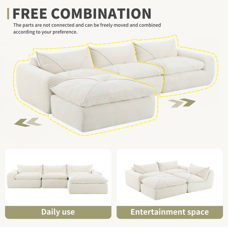 116 Inch Fully Compressed Sofa with High Density Foam