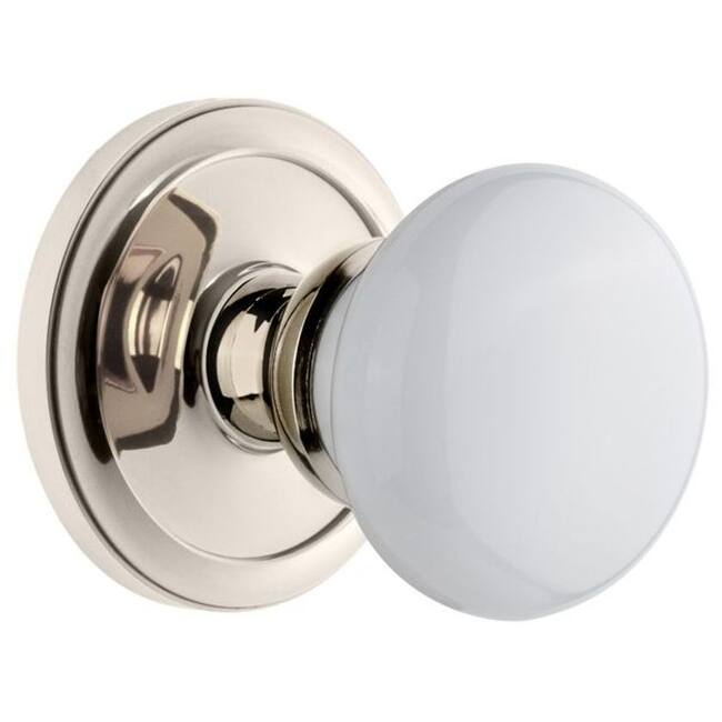 Grandeur Circulaire Solid Brass Rose Privacy Door Knob Set with Hyde - Polished Nickel