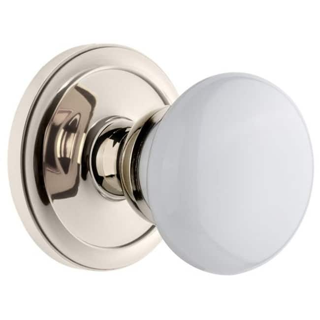 Grandeur Circulaire Solid Brass Rose Privacy Door Knob Set with Hyde