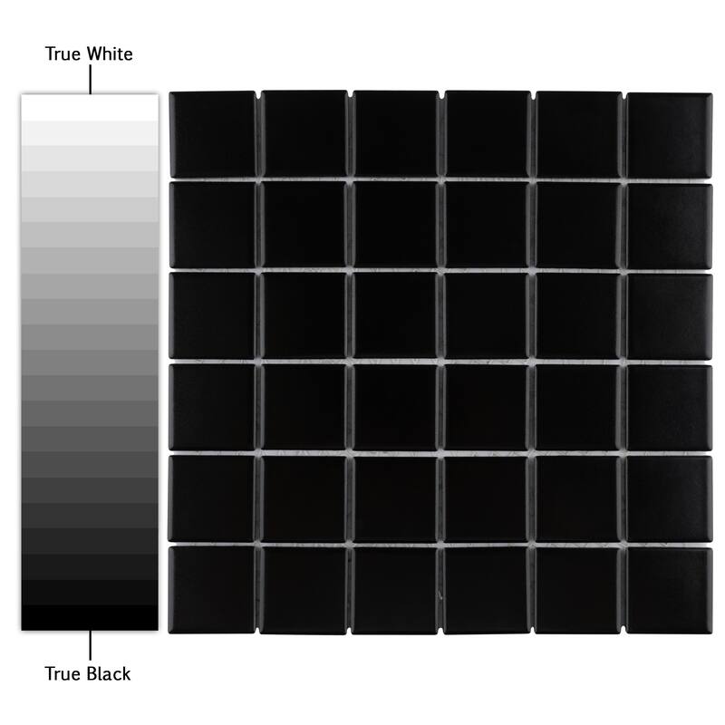 Merola Tile Metro Quad Matte Black 12" x 12" Porcelain Mosaic Tile