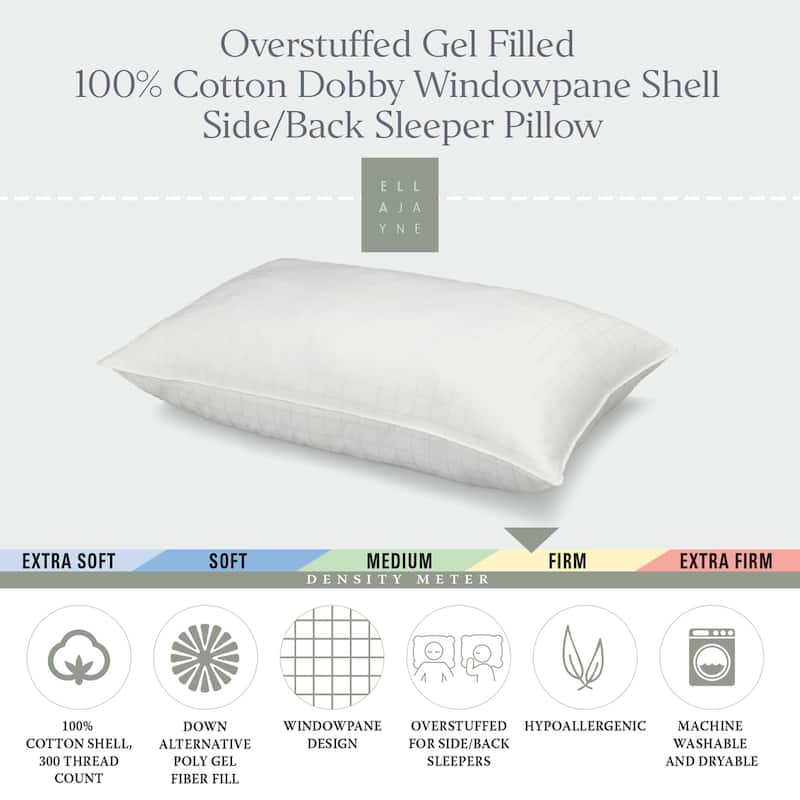 100% Cotton Dobby-Box Shell Firm Back/Side Sleeper Down Alternative Pillow - White