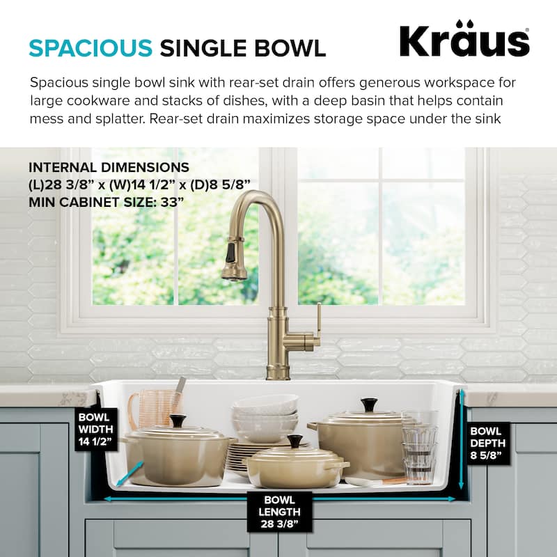 KRAUS Granite 31 inch 1-Bowl Undermount Drop-in Kitchen Sink