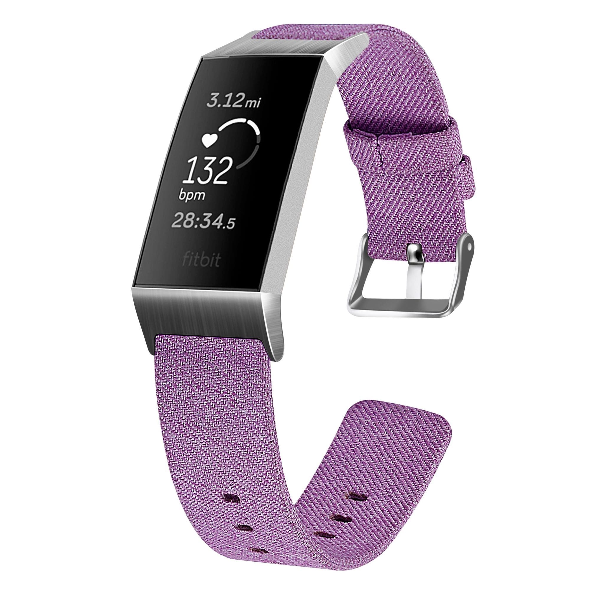 Canvas Wristband Watch Strap for Fitbit Charge 3/3 SE/ 4/ 4 SE, Lavender - wrist circumference of 5.5