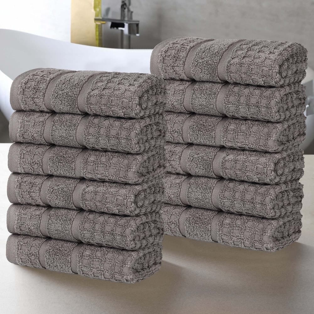 Superior Napa Zero Twist Cotton Waffle Face Towel Washcloth Set of 12