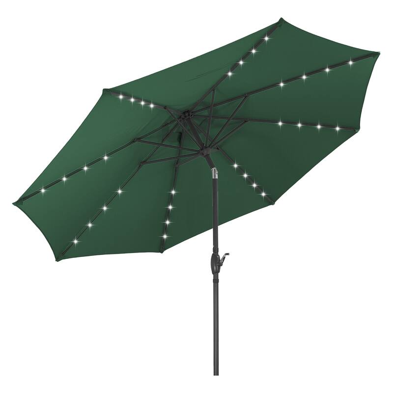 10ft Patio Umbrella with Lights Outdoor Solar Umbrella - Green