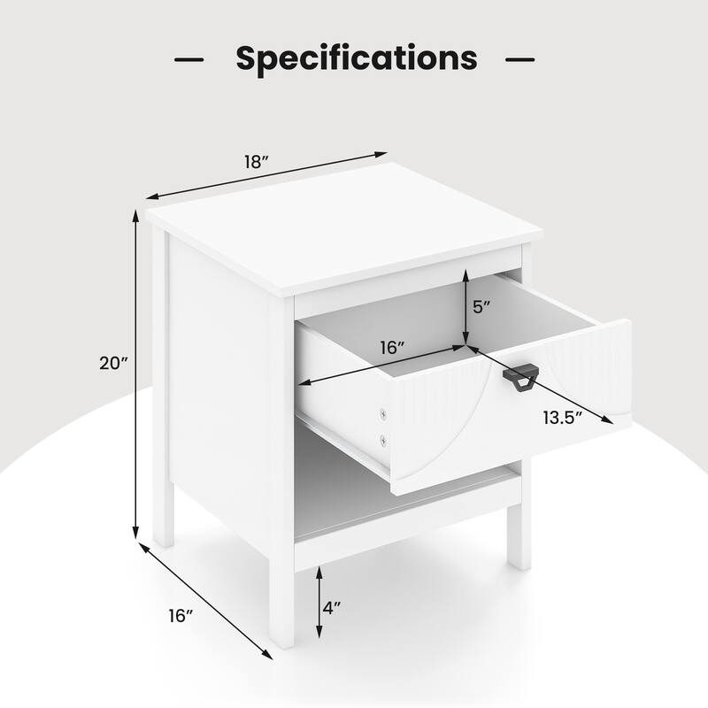 Gymax 2-tier End Table Drawer w/ Open Storage Shelf 2 Tiers Nightstand