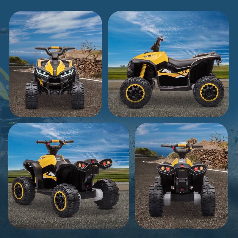 Aosom 12V Kids ATV Quad Car with Forward & Backward Function, Four Wheeler for Kids with Wear-Resistant Wheels, Music