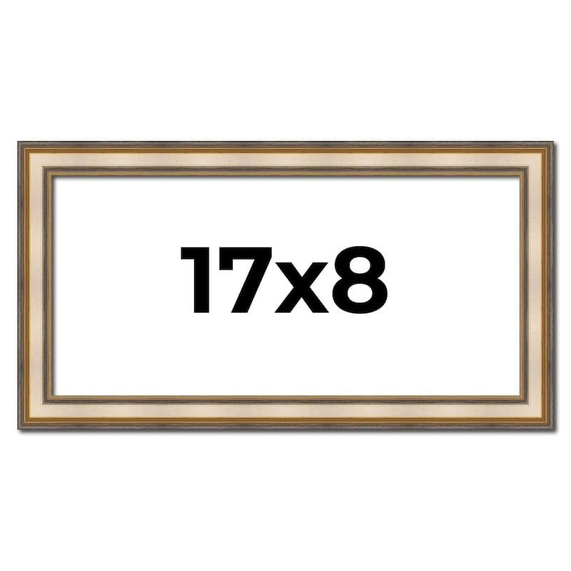 17x8 Frame Gold Solid Wood Shadow Box Width 1.5 Inches | Interior Frame Depth 2 3/8 Inches
