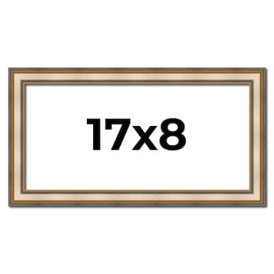 17x8 Frame Gold Solid Wood Shadow Box Width 1.5 Inches | Interior Frame Depth 2 3/8 Inches