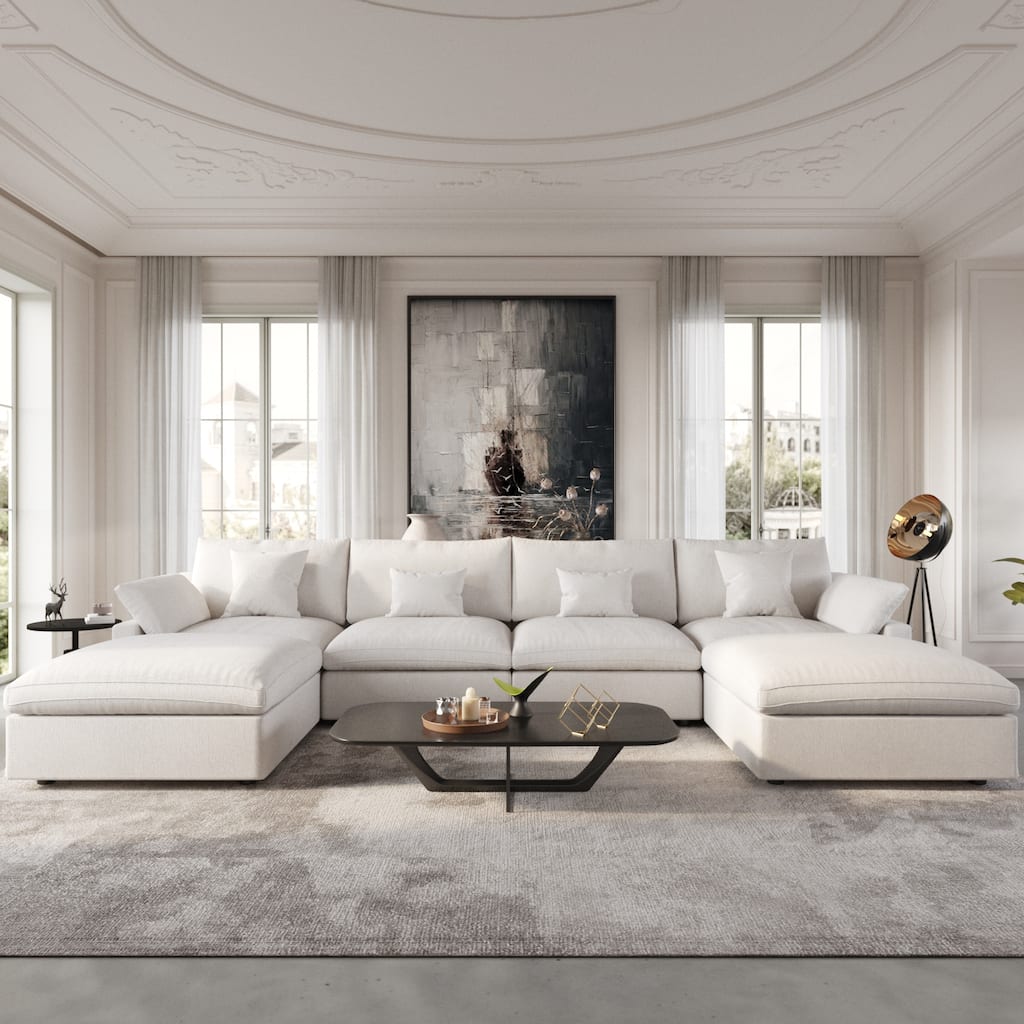 Modular Sectional Sofa Cloud Couch, 155.9" Oversized U Shaped Sofa Couch with Chaise Ottomans