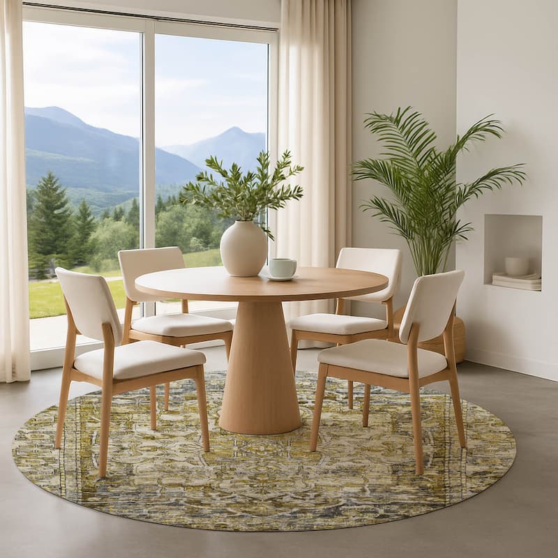 Premium Washable Super Soft Vintage Traditional Mayfield Rug - Pewter - 8' x 8'