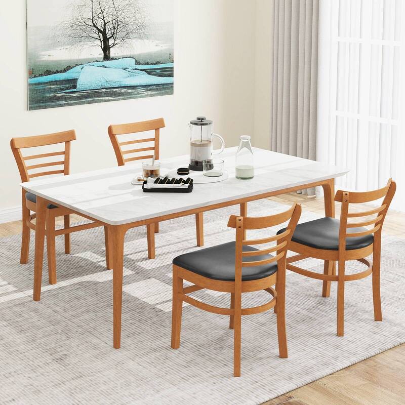 Gymax Modern Dining Chair Set of 4 Upholstered Kitchen Chair w/Rubber