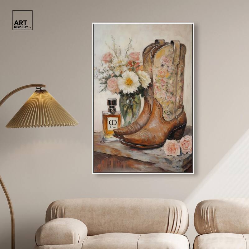 Delicate Floral Boots Canvas by Art Remedy