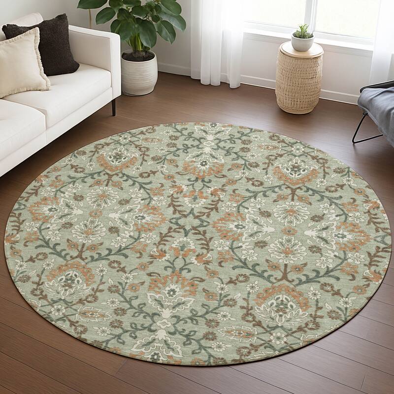 Machine Washable Indoor/ Outdoor Traditional Hartman Chantille Rug