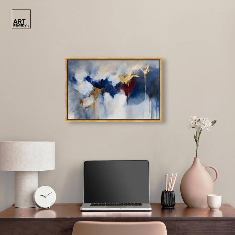 Eclipse of Gold and Blue Canvas by Art Remedy