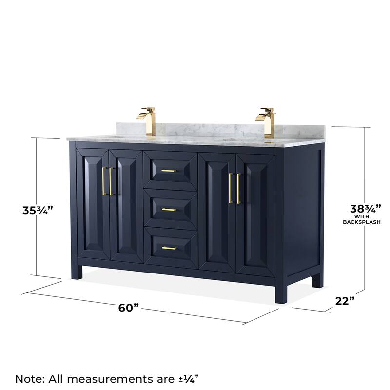 Wyndham Collection Daria 60" Free Standing Double Vanity Set with MDF