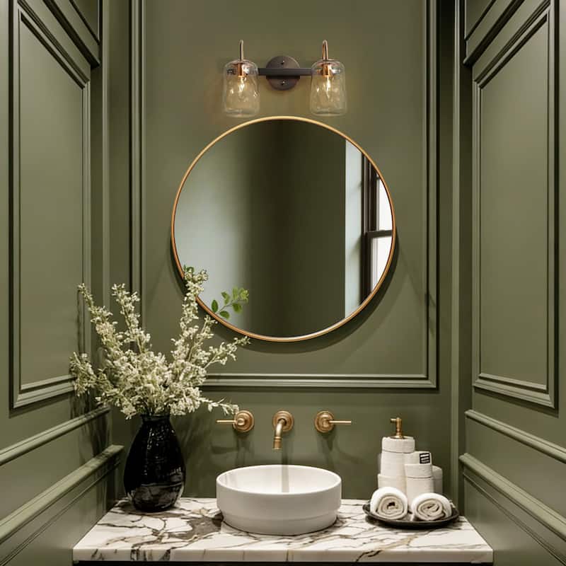 Modern Gold 2/4-Light Bathroom Vanity Light Textured Glass Wall Sconce