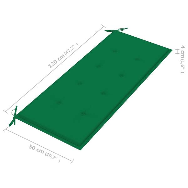 dimension image slide 0 of 2, vidaXL Batavia Bench with Green Cushion 47.2" Solid Teak Wood