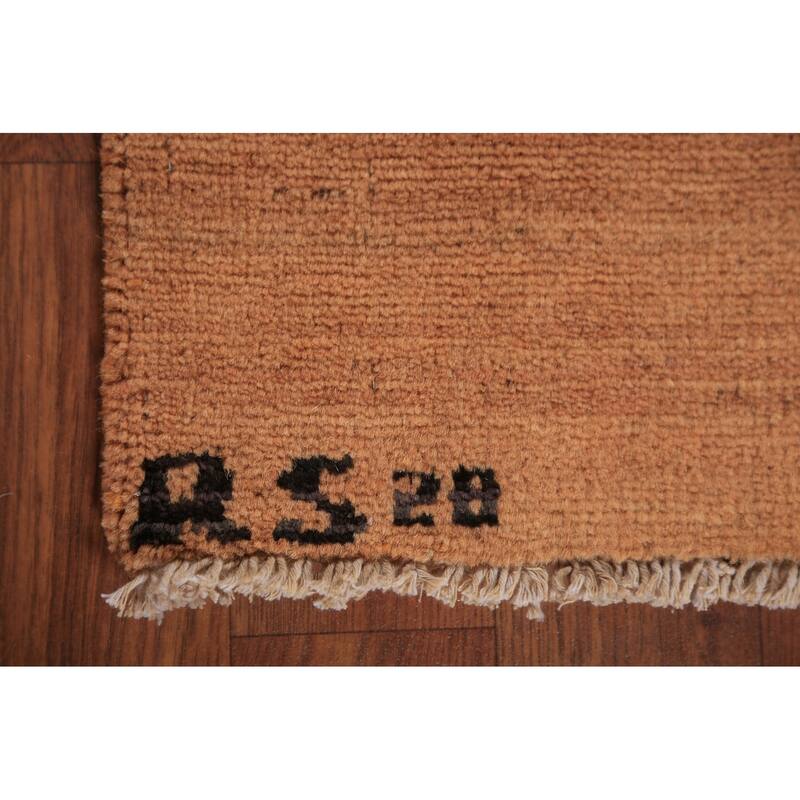 Modern Gabbeh Area Rug Handmade Oriental Solid Wool Carpet - 5'7" x 7'11"