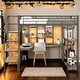 preview thumbnail 16 of 30, Metal Full Size Loft Bed with Storage Staircase,Small Wardrobe,Built-in Desk and Storage Shelves Black