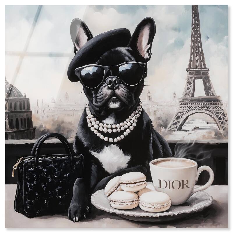 Frenchie in Paris Treats Acrylic by Art Remedy, Ready to Hang - 30" x 30"