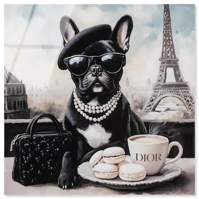 Frenchie in Paris Treats Acrylic by Art Remedy, Ready to Hang