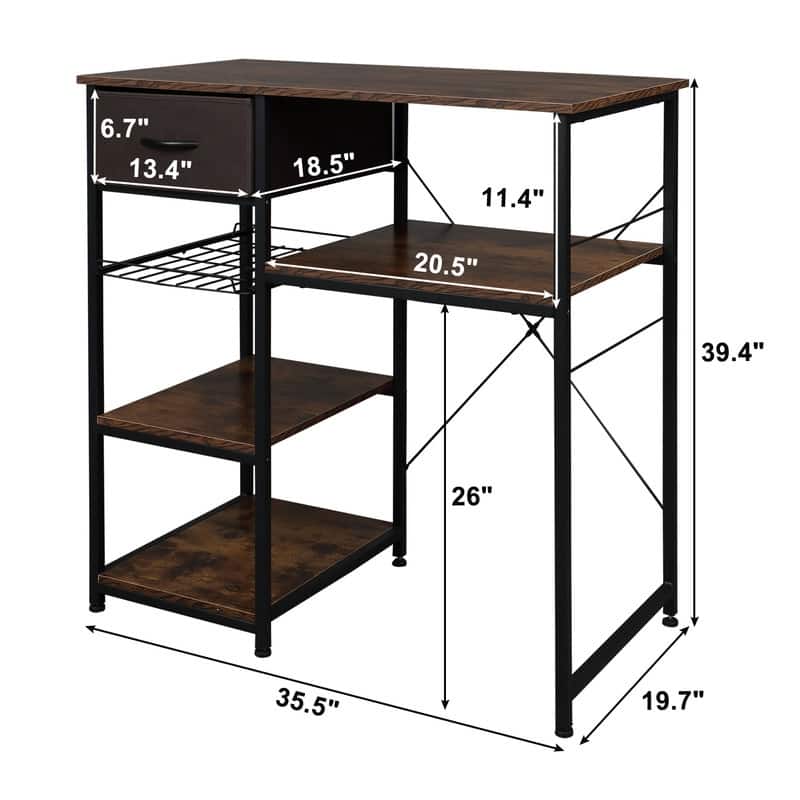 Brown 4-Tier Metal Industrial Utility Microwave Oven Stand