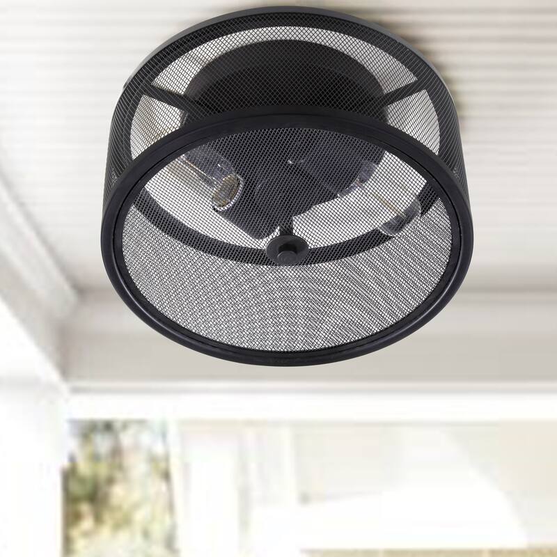 SAFAVIEH Lighting Jayne 2-Light Black Flush Mount - 11.75" x 11.75" x 6.5" - 12Wx12Dx7H