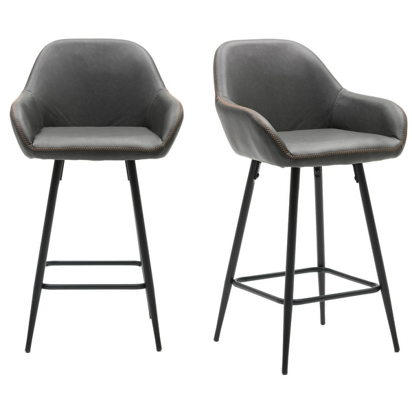 25" Bucket Upholstered Dark Accent Dining counter Barstool Chair Set OF 2. Opens flyout.