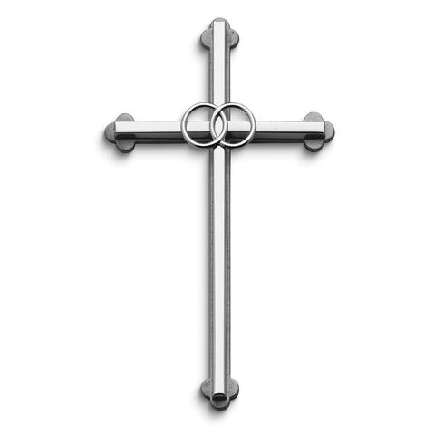 Curata Silver-Tone Double Rings 8 Inch Wedding Wall Cross