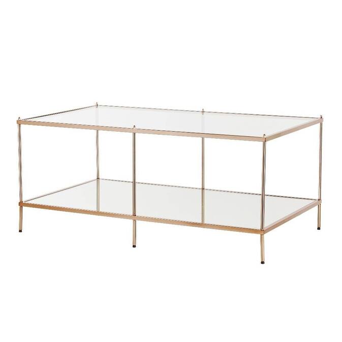 HomeRoots 42" Clear And Gold Glass And Metal Coffee Table - 19" H x 42.25" W x 24" D