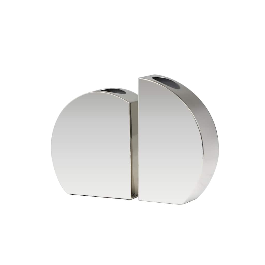 Stainless Steel Metal Decorative Vase with a Sleek Mirror Finish - Set of 2 Silver - Roche River Decor