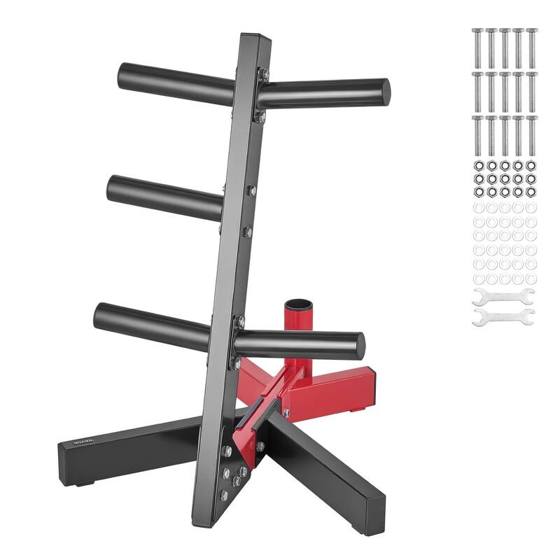 Black Red Metal Weight Rack with Barbell Storage & 500lbs Capacity - 24.8x24.6x32.5inch - 24.8x24.6x32.5inch