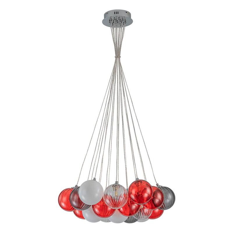 23.6''W Chrome Modern Hand Blown Colored Glass Balls Chandelier