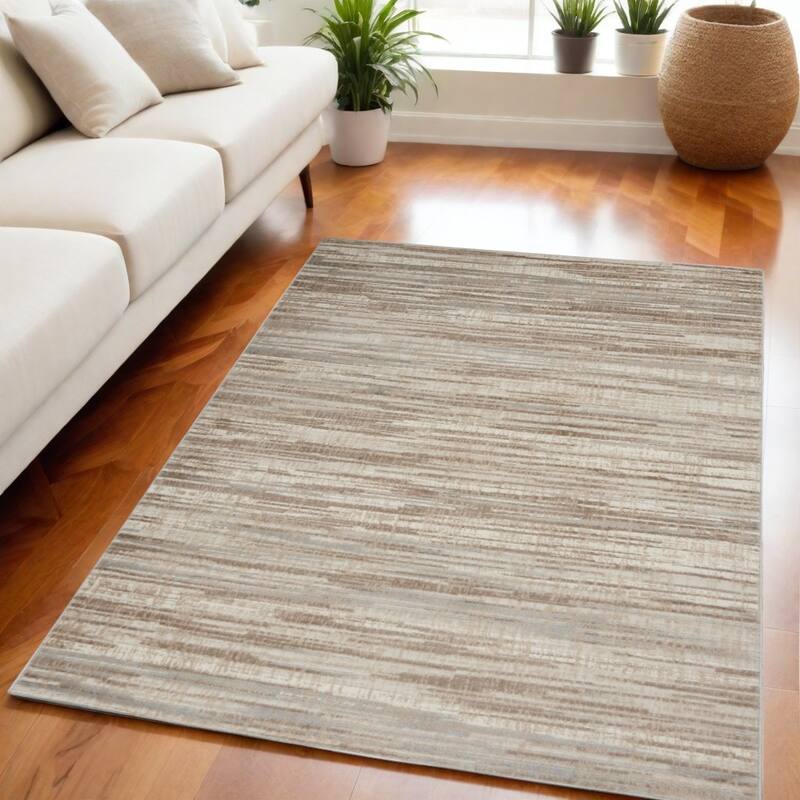 Buke Power Loomed Abstract Modern Non Skid Stain Resistant Low Pile Area Rug By HomeRoots - 87' X '63' X '0.25 - Gray - Rectangle