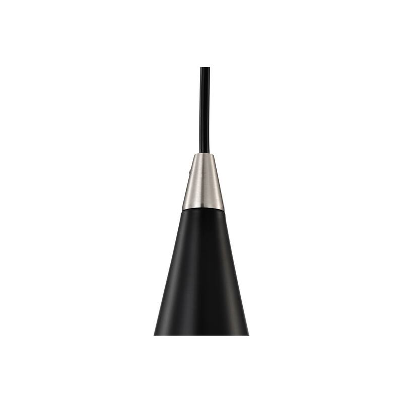 1-Light Matte Black and Brushed Nickel 6 in. Mini Pendant Light with Cone Metal Shade