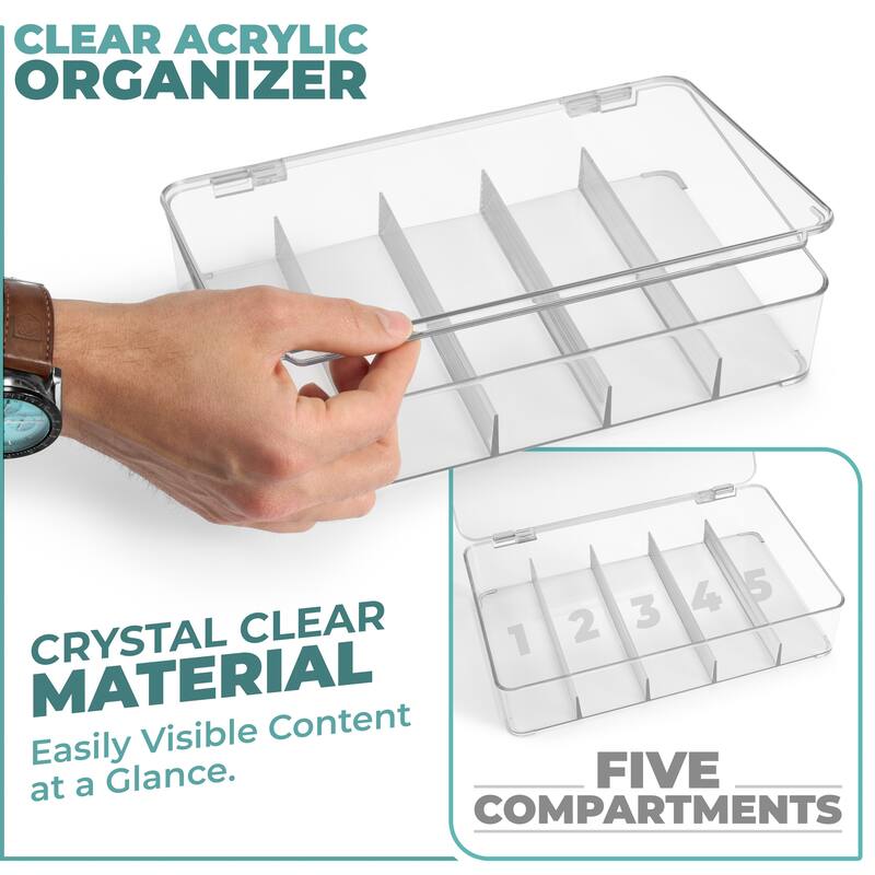Sorbus Closet Storage Case with Hinged Lid - Plastic Stackable Organizers and Storage (2 Pack) - 7"L x 10.5"W x 2.25"H.