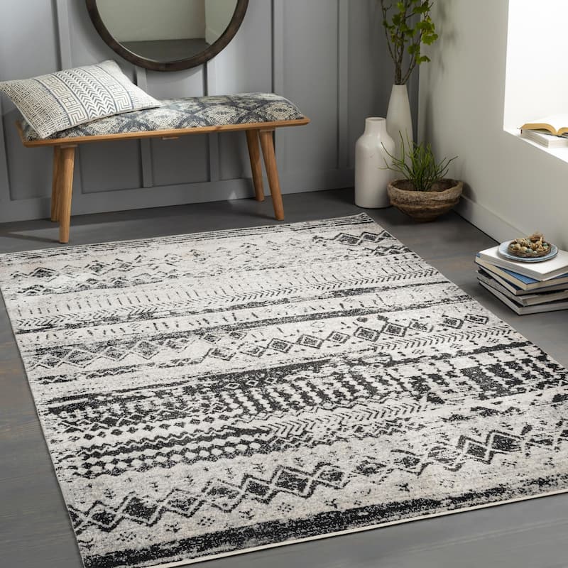 Livabliss Lavadora Vintage Washable Area Rug - 6' 7" x 9' - Med Grey