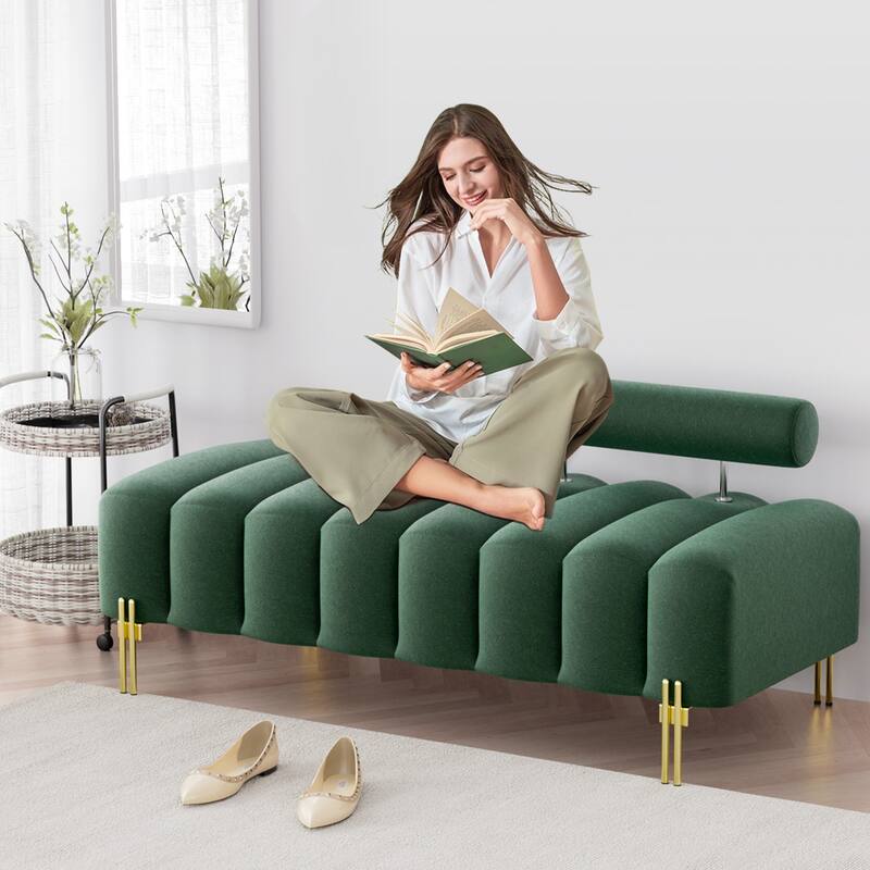 Ouyessir 52.2" Modern Channel Tufted Window Bench with Adjustable Back